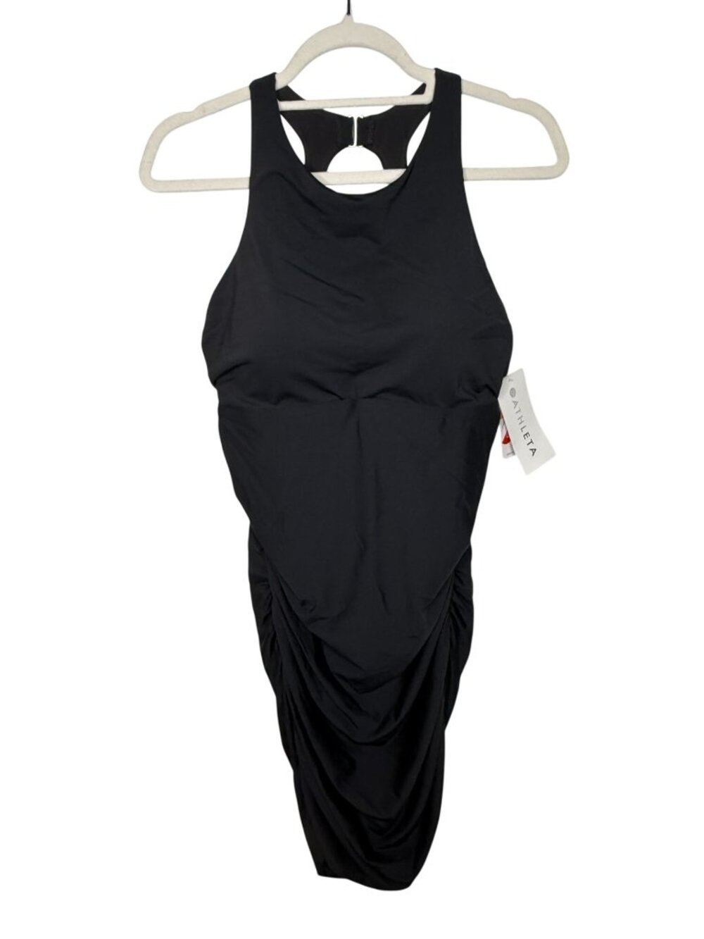 Athleta Black Ruched One Piece Swimsuit 36D/DD NWT